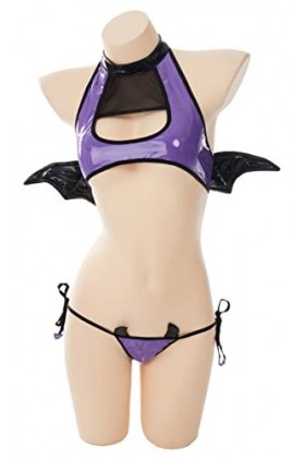 Meowcos Ensemble de lingerie sexy pour femme avec ailes du diable et ailes du diable