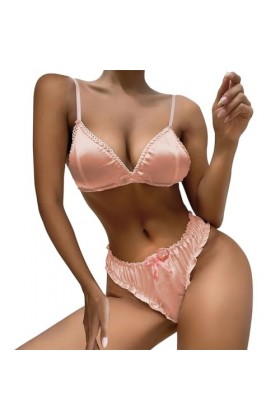 DUHGBNE Ensemble de lingerie sexy transparente pour femme - Soutien-gorge réglable - Bas sexy - Slip transparent - 2 pièces -