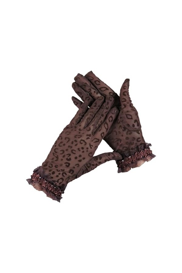 1 paire de fronces transparentes en dentelle fine imprimé léopard creux décore froncement vintage respirant bal pour rendez-v