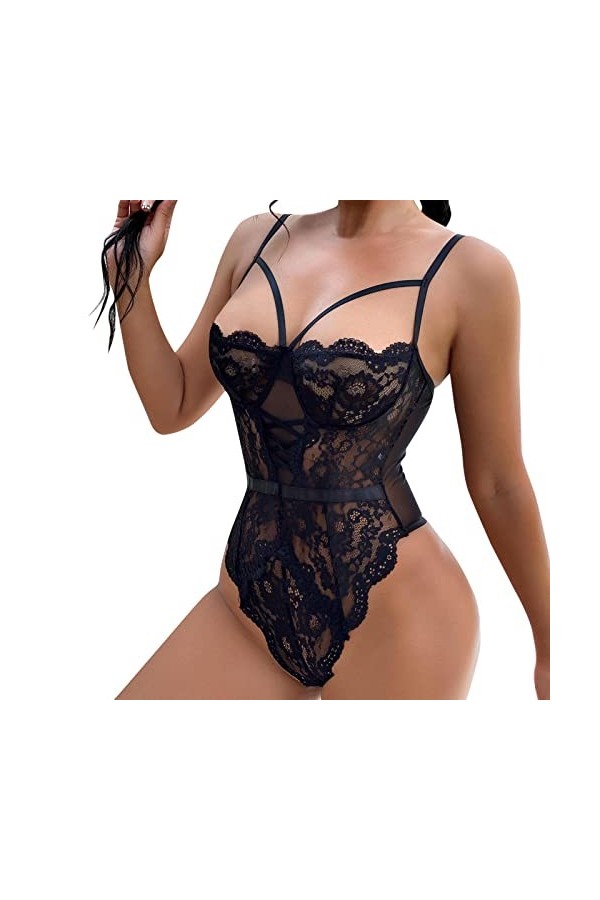 Ensemble Lingerie Sexy Femme Érotique, Sexy Femme Ensemble Lingerie Jarretière avec Porte Jarretelles Dentelle Soutien-Gorge 