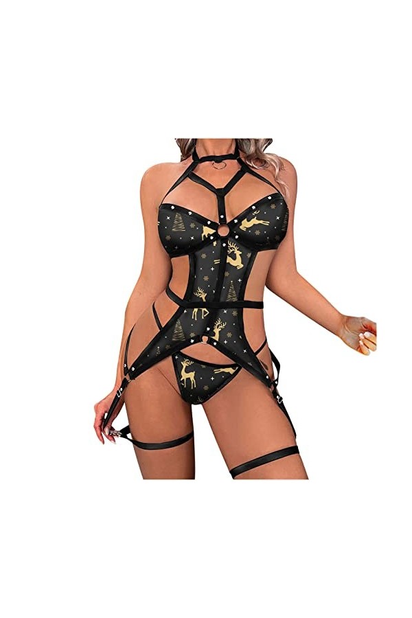 Ensemble de Lingerie Sexy Body Porte Jarretelle Bande Vêtement de Nuit Vetements Cuisse Jarretière Nuisette de Nuit Chic et E