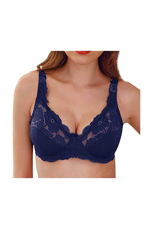 HANXIULIN Soutien-gorge push-up en dentelle pour femme - Sous-vêtements amovibles - Bustier transformable - Rembourré - Souti