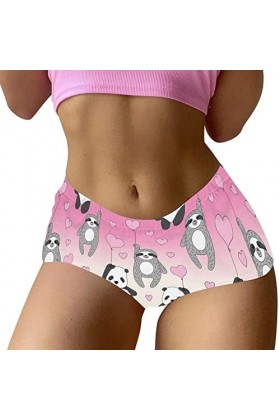 ZHIYU Femme Saint Valentin Imprimé Shorts Drôle Boxer Sous-vêtements Boyshort Culotte Femme Pyjama Long Sous-vêtements Femme,