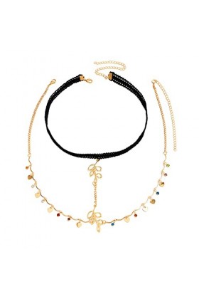 Yooghuge Forme Feuille dor Chaîne Cuisse Ceinture Antidérapante Chaîne Harnais Été Bord Mer Discothèque Jambe Bijoux pour Cu