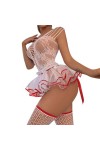 KBOPLEMQ Lingerie pour femme - Ensemble de lingerie sexy en dentelle translucide - Body avec nœud - Lingerie sexy - Soutien-g