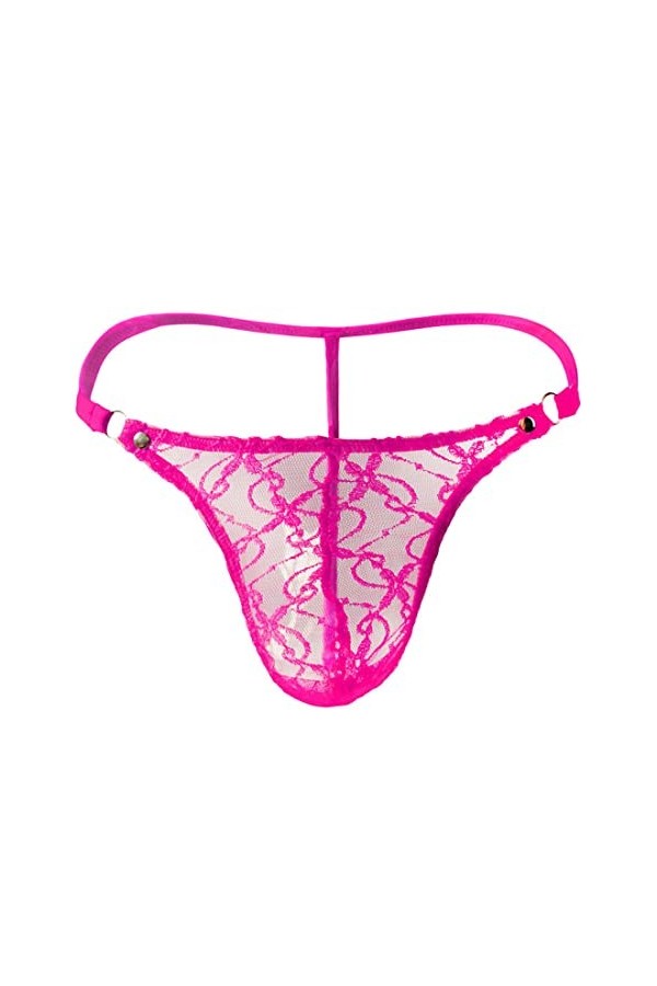 VemeFufu Hommes String Thong Slips Sexy Dentelle Sissy T-Back Briefs sous-vêtements Respirant Thong Taille Basse Tanga Noir