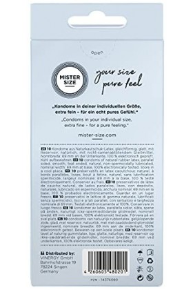 MISTER SIZE Préservatifs Ultra fins Très Fins et Extra Lubrifiés / Préservatifs Hommes Fins à Votre Taille 69 mm, Paquet de