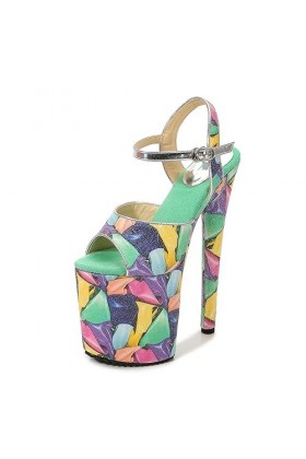 EXECAB Talons aiguilles 20CM, Sandales à talons fins imperméables à plateforme, Chaussures de danse de soirée, de mariage, Co