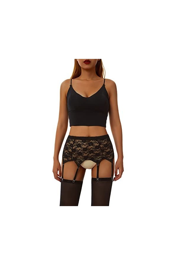 Dazzerake Porte-Jarretelles Femme Porte-Jarretelles Réglable Porte-Jarretelles Grande Taille Lingeri Femme en Dentelle Rouge