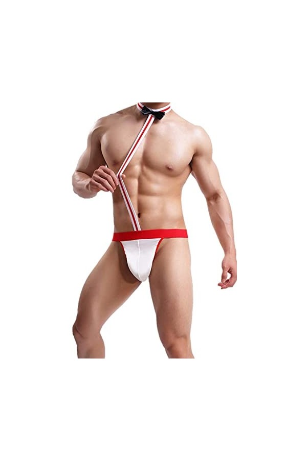 Czizitong Homme Sexy Borat Manikini Maillot de Bain Thong Halloween Costume Drôle G-String Rouge 