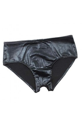 P Prettyia Lingerie Femmes Sexy Culotte Cuir Pu Ouverte Entrejambe Tentation String