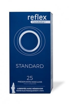 LABORATOIRE POLIDIS - Préservatifs REFLEX Condoms® Standard 185mm - Lisse Et Soyeux - Lubrifié Avec Réservoir - Plaisir Et Ef