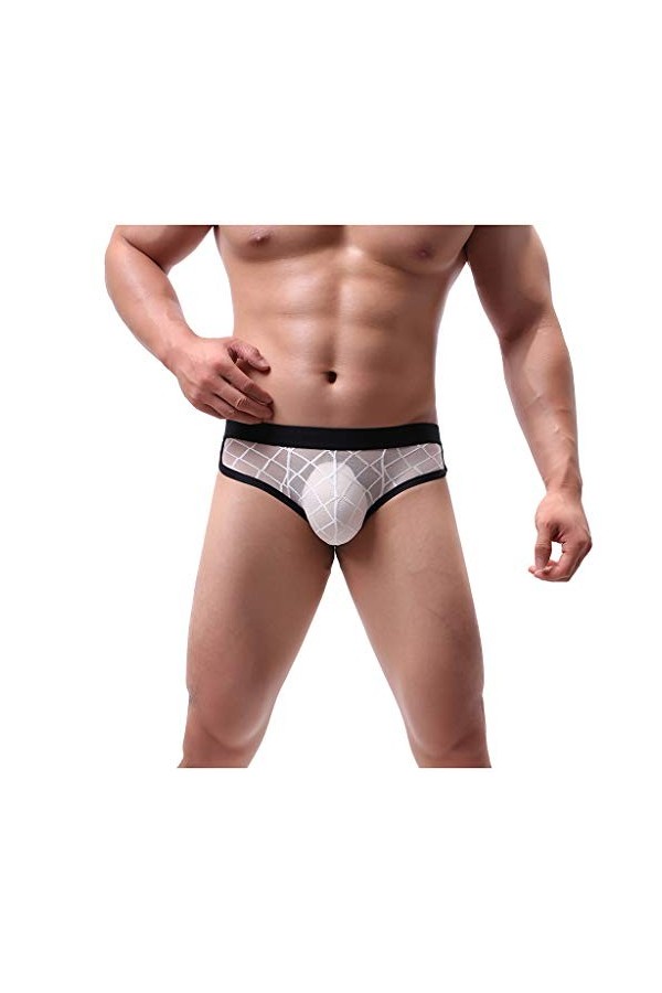 hehiy Culottes pour Hommes Sexy Grande Taille Dentelle Respirante Creuse Lingerie Sexy Gay Sissy sous-vêtements Érotiques Mod