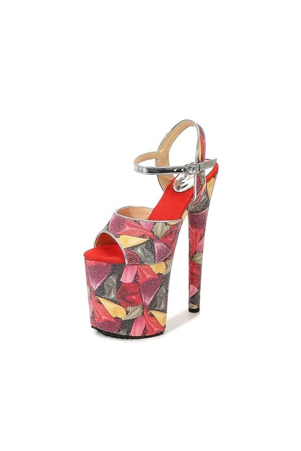 EXECAB Talons aiguilles 20CM, Sandales à talons fins imperméables à plateforme, Chaussures de danse de soirée, de mariage, Co