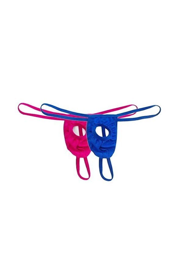Anzhee Lot de 2 strings sexy pour homme - Sous-vêtements ouverts à lavant - String G, Doré + Violet, taille unique