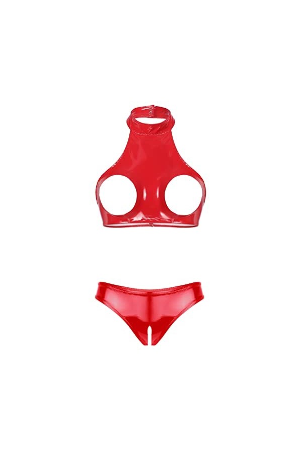 Yeahdor Femme Sexy Ensemble Lingerie Nuit Redresse-Sein Bra Sein Nu & String Biefs Ouvert Maillot de Bain Érotique Vêtement d