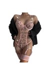 2024 New - Jarretelles en Dentelle Sexy pour Femmes Dos Ouvert évider jarretière sous-vêtements Lingerie Sexy avec Jarretelle