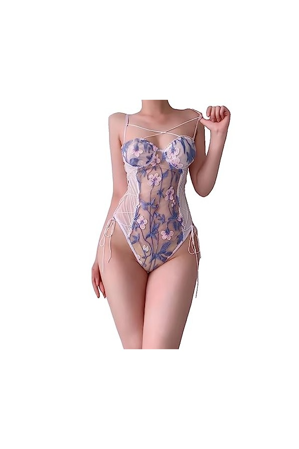 LEBENSWERT Lingerie sexy pour femme, bleu, taille unique