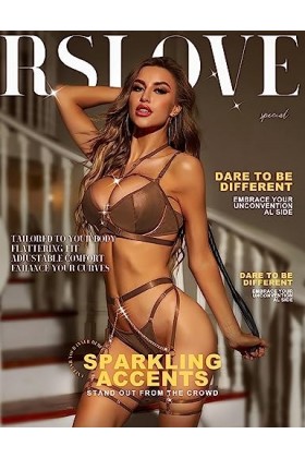 RSLOVE Ensemble de Lingerie Féminine avec Porte-Jarretelles Ensemble de Soutien-Gorge et de Culottes Sexy à Bretelles 6 Pièce