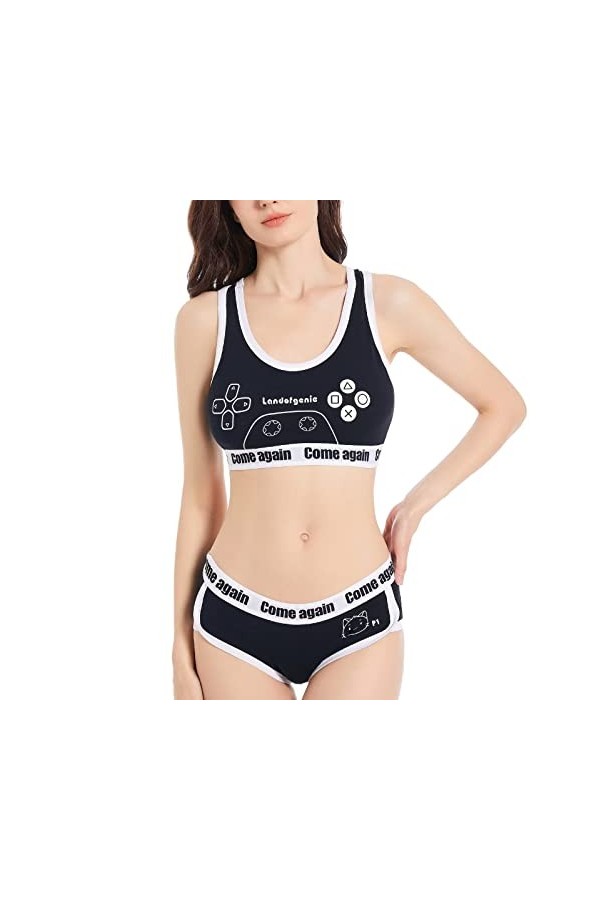 Landofgenie Ensemble de lingerie sexy pour femme - Soutien-gorge et culotte - Grande taille