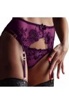 Porte-Jarretelles Sexy Dentelle Femme 4 Pinces Réglables String pour Bas,Sous-Vêtements Bretelles Taille Haute Maille Transpa