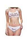 Temptshow Lingerie sexy Cosplay Anime Kawaii Lettre Daddy 2 pièces Ensemble maillot de bain sport gilet sous-vêtements blanc