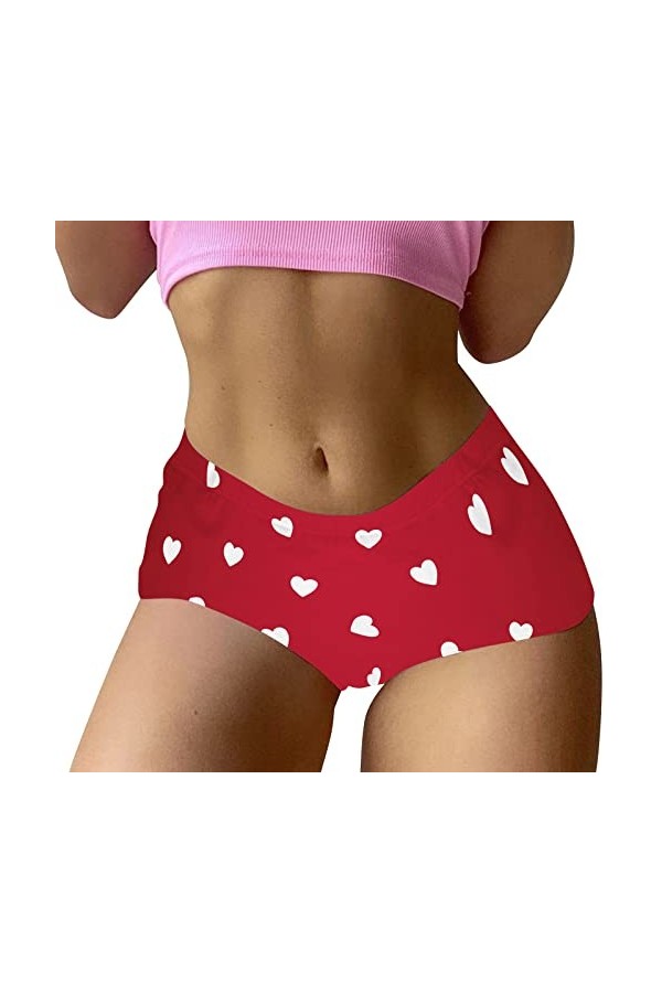DUHGBNE Short imprimé Saint-Valentin pour femme, caleçon amusant, sous-vêtements, boyshort, culotte, pyjama de ski pour femme
