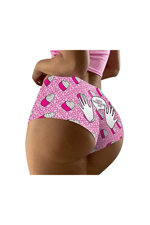 ZHIYU Femme Saint Valentin Imprimé Shorts Drôle Boxers Sous-vêtements Boyshort Culotte Femme Slip Pyjama Sous-Vêtements Homme