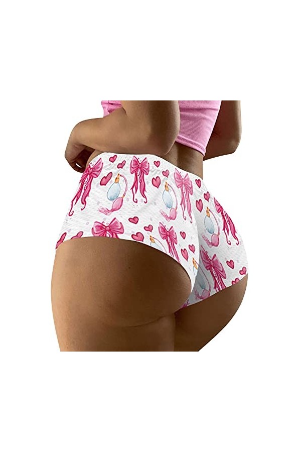 ZHIYU Femme Saint Valentin Imprimé Shorts Drôle Boxers Sous-vêtements Boyshort Culotte Femme Slip Pyjama Sous-Vêtements Homme