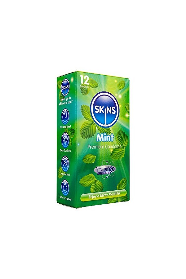 Skins Sexual Health Paquet multiple de préservatifs aromatisés, sans odeur de latex, lubrification supplémentaire pour un max