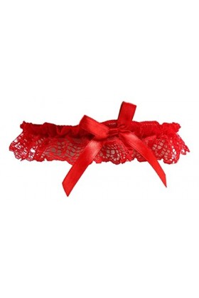 Jarretière en dentelle rouge noeud satiné taille unique lingerie accessoire mariage
