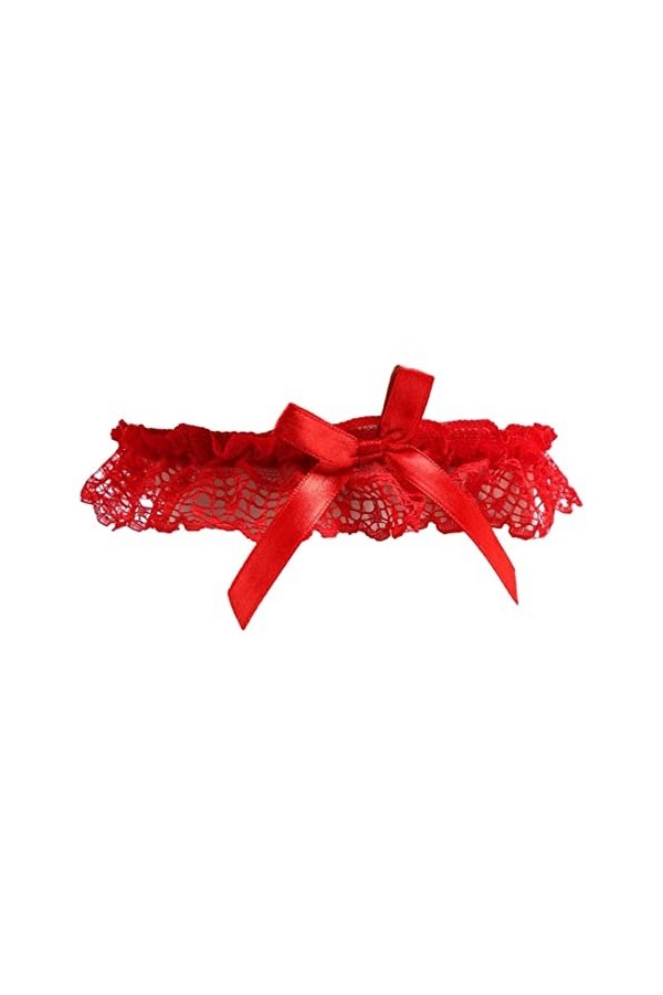 Jarretière en dentelle rouge noeud satiné taille unique lingerie accessoire mariage