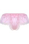 MEGAHERZ Homme Sissy G-String en Satin Dentelle Floral Noeud Papillon T-Back Lingerie de Nuit Sexy Coquine Hot Slip de Bain T