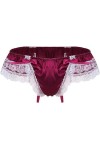 MEGAHERZ Homme Sissy G-String en Satin Dentelle Floral Noeud Papillon T-Back Lingerie de Nuit Sexy Coquine Hot Slip de Bain T