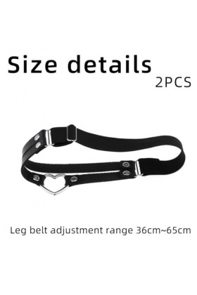 PSOWQ Paquet de 2 Jarretelles de Jambe de Coeur réglables Jarretelles de Cuisse élastiques pour Femmes - Noir