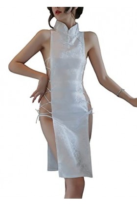 DEDLSEME Ensemble de lingerie pour femme avec bandage, fente pour discothèque, uniforme de tentation rétro, taille unique