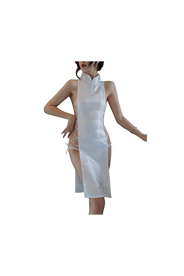 DEDLSEME Ensemble de lingerie pour femme avec bandage, fente pour discothèque, uniforme de tentation rétro, taille unique