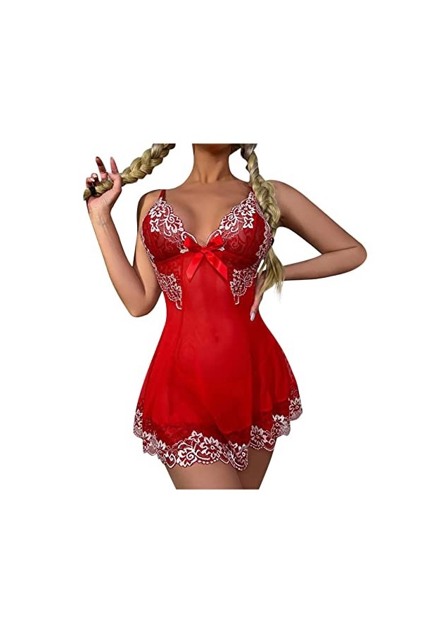 Générique Lingerie Sexy, Femme Sous-Vêtement De Nuit Sexy À Bretelles Lingerie String Culotte Ouverte Derriere Ensemble Coqui