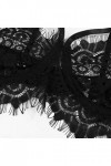 Adorable lingerie en dentelle tendance avec string et bretelles, Noir , XL