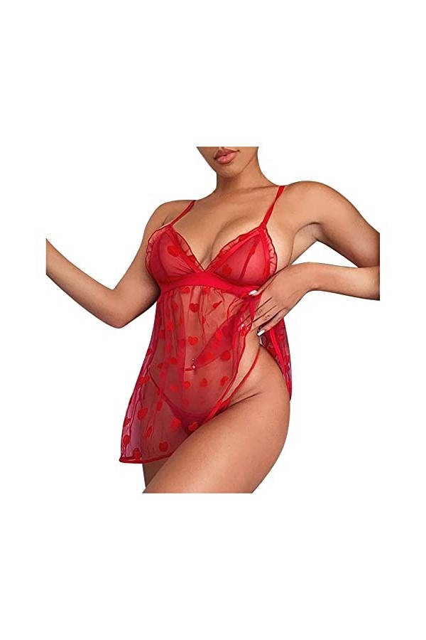 Lingerie Sexy Femme Coquine Hot Ouverte, Ensemble de Lingerie pour Femmes avec Porte-Jarretelles Soutien-Gorge Sexy et Culott