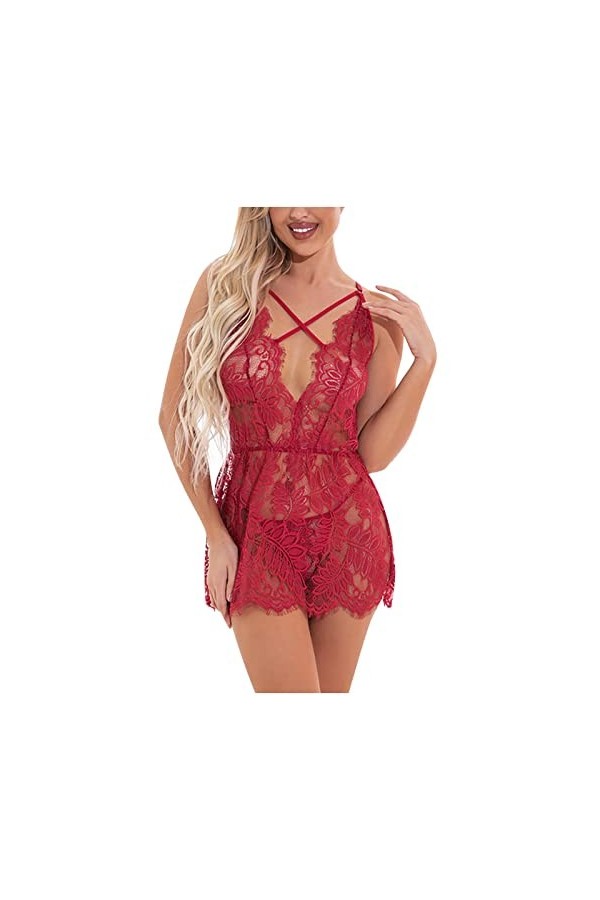 Lingerie Sexy Femme Coquine Hot Ouverte, Ensemble de Lingerie pour Femmes avec Porte-Jarretelles Soutien-Gorge Sexy et Culott