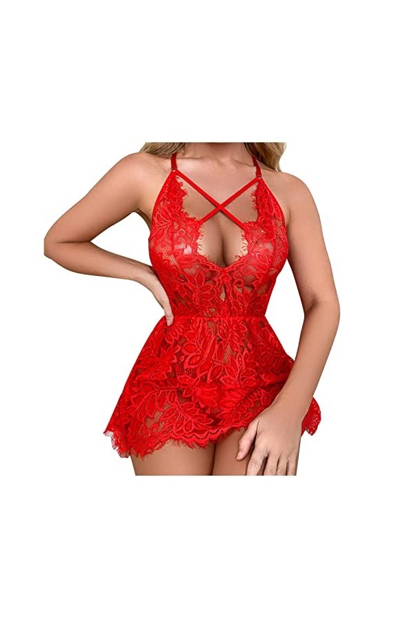 Lingerie Sexy Femme Coquine Hot Ouverte, Ensemble de Lingerie pour Femmes avec Porte-Jarretelles Soutien-Gorge Sexy et Culott