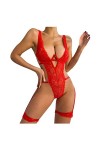 Lingerie Sexy, Femme Erotic Strap Dentelle Nuit Hollow Érotique avec Bretelles en Creuses Anneaux Acier Pyjama Ensemble Linge