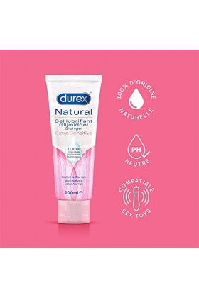 Durex - Lot de Préservatifs et Lubrifiant - 1 Boîte de Préservatifs Nude Sans Latex x8 - Gel Lubrifiant NaturelExtra Sensitiv