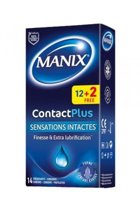 Préservatifs finesse et extra lubrification x14 Contact Plus Manix