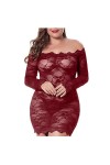 Lingerie Sexy, Femme Plus Size Ensemble Nuit Dentelle Nuisette Hot Épaule Nue Pajamas Lingerie Sexy String Zippé Latex Homme 