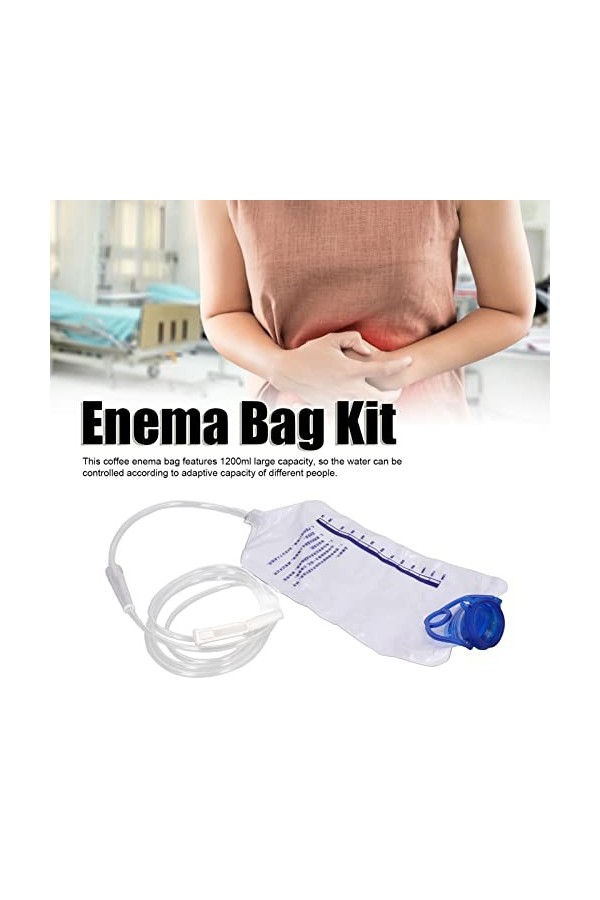 Kit de Sac de Lavement, Kit de Lavement de Nettoyage du Côlon de Grande Capacité de 1200 Ml avec Tuyau en Silicone pour Homme