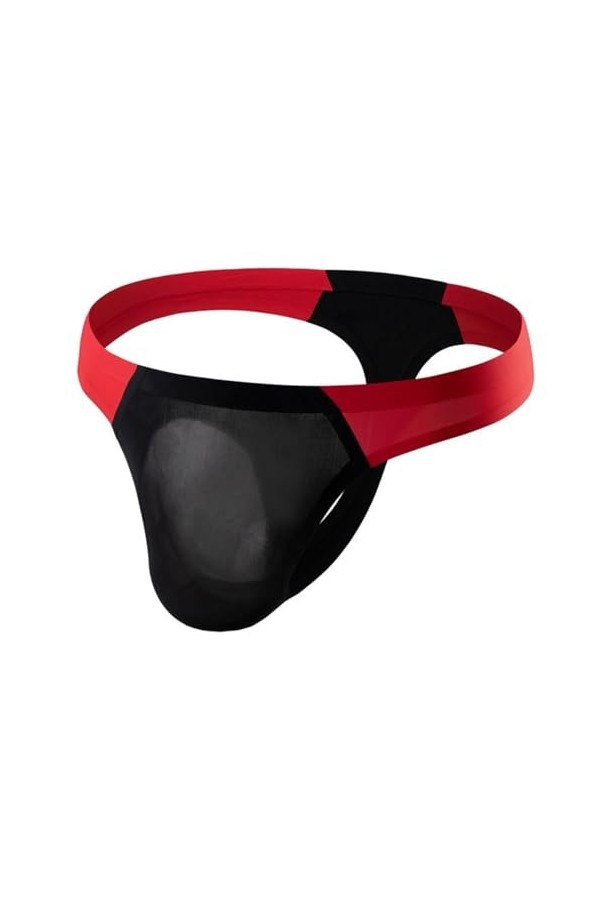 Yorggvel Culotte fine en soie glacée pour homme - Taille basse - Blocage de couleur - Sous-vêtements sans coutures, bleu, L