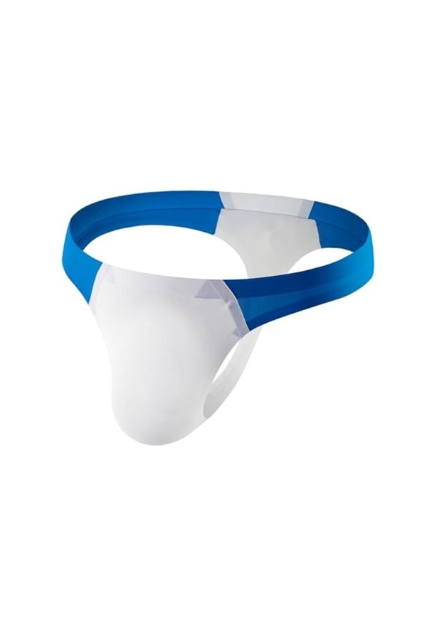 Yorggvel Culotte fine en soie glacée pour homme - Taille basse - Blocage de couleur - Sous-vêtements sans coutures, bleu, L