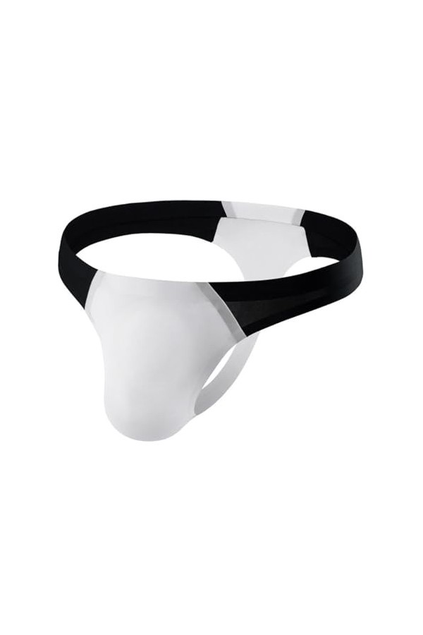 Yorggvel Culotte fine en soie glacée pour homme - Taille basse - Blocage de couleur - Sous-vêtements sans coutures, bleu, L